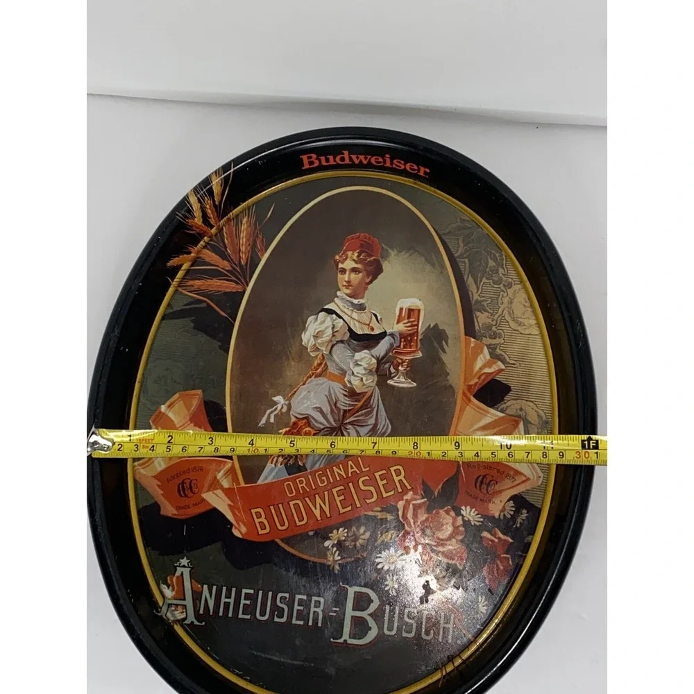 Budweiser Beer Tray 1987‎ Reproduction German Barmaid Budweiser Girl of 1886